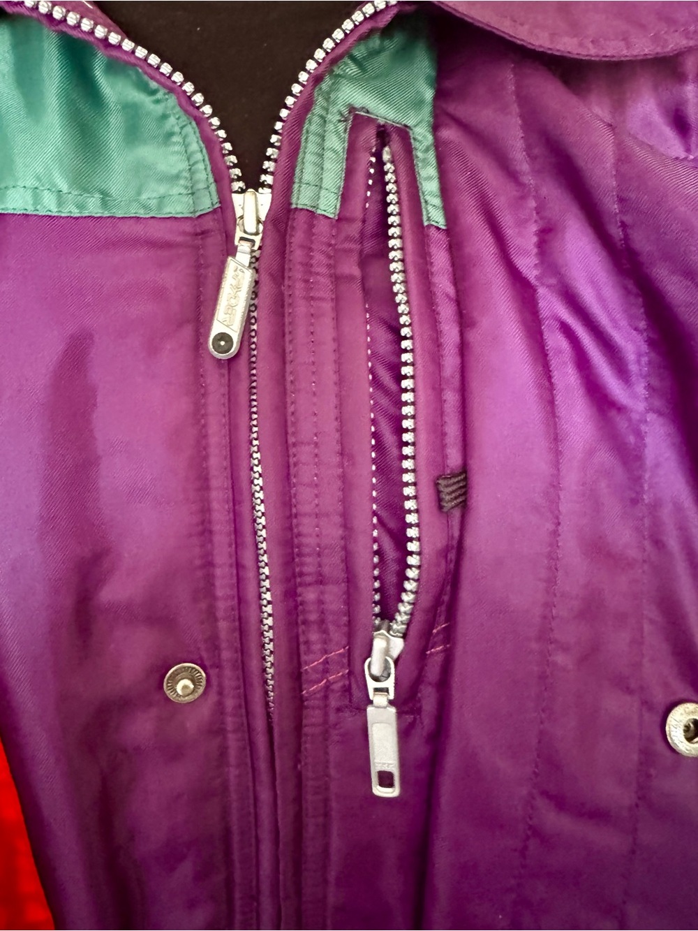 Spyder Colorblock Ski Jacket in Purple with Teal and Red Accents - Picture 7 of 14